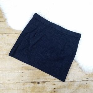 J Crew Navy Linen Tweed Mica Mini Sz 6